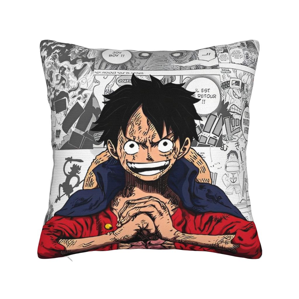 Luffy Anime  Skull Square Pillow Case  Cushion Cover Funny Zipper Decorative Pillowcover for Sofa Cm