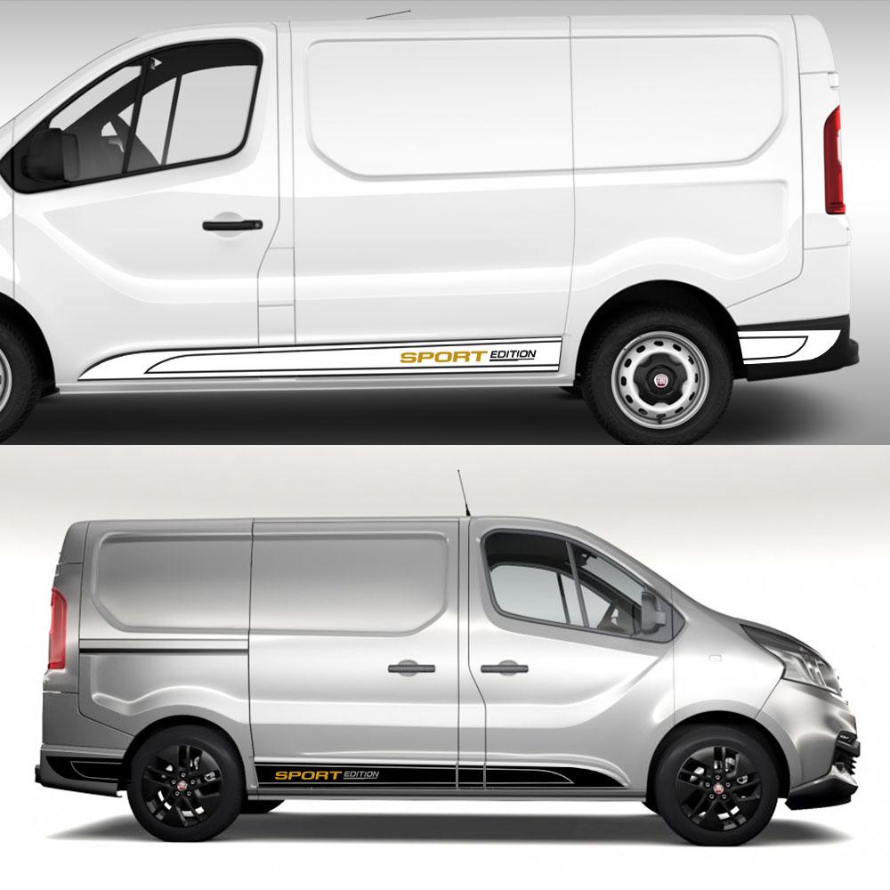 4Pcs/Lot Car Both Side Stripes Stickers Custom Decor Camper Van Graphics Vinyl Decals Auto Tuning Accessories For Fiat Talento