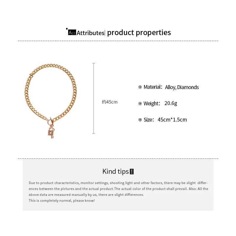 3 Pcs Inlaid Rhinestone Key Lock OT Pendant Zircon Sets for Women Light Luxury 2025 Fashion Exaggerated Necklace Bracelet Set