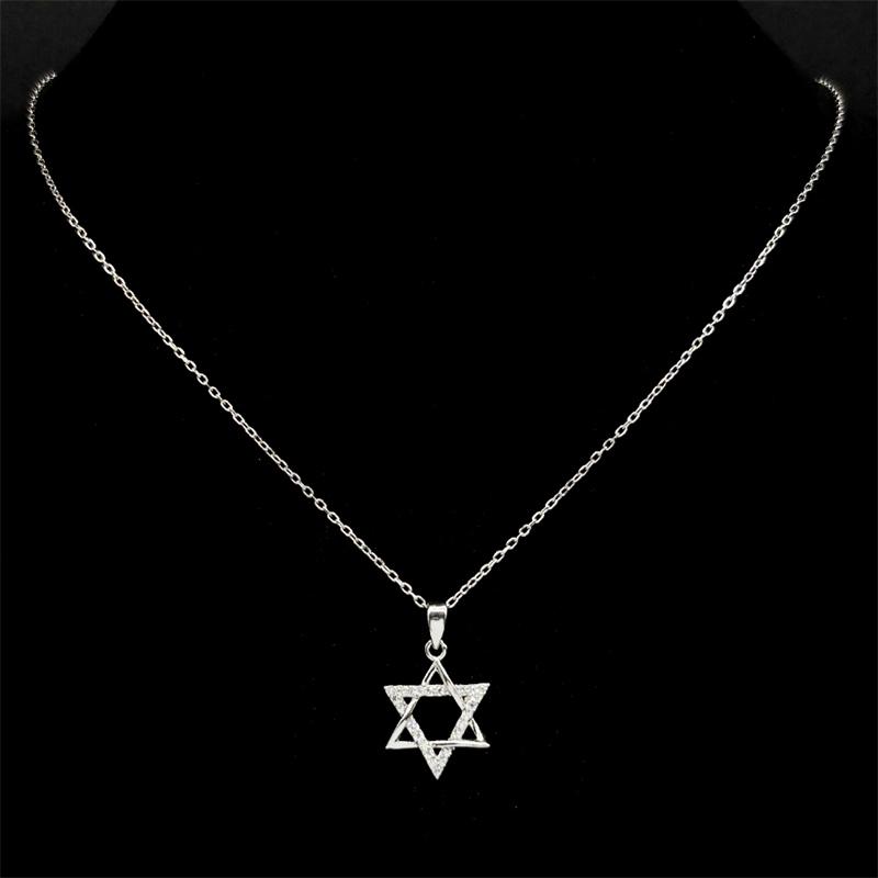Collier pendentif Étoile de David en Argent 925 pour Femmes Luxe Zircon Bijoux Israël Cadeau