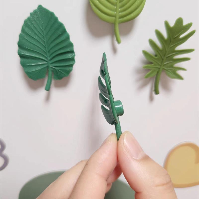 4pcs Personalized and Fun Green Leaf Plant Refrigerator Magnets Cute Creative Fridge Photo Message Magnet Decorative