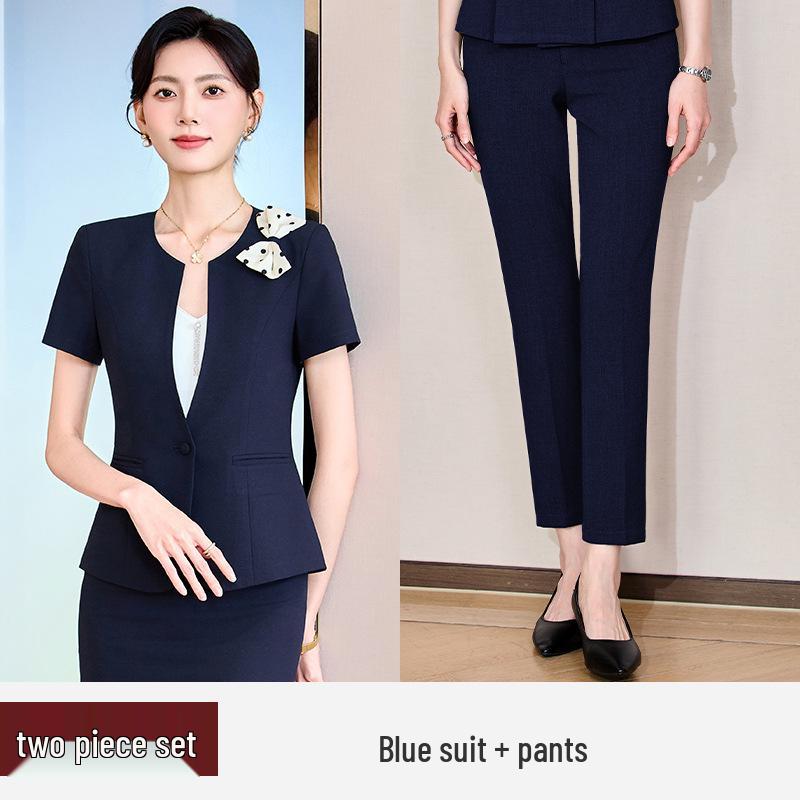2025 Stylish Professional Suit: Spring/Summer Short Sleeve Workwear for Jewelry Store, Hotel Reception, and Administrative Roles