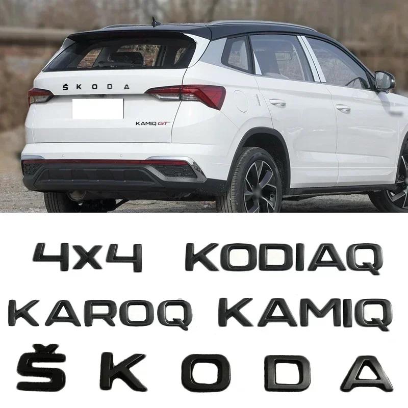 DDWO5 ABS Car Rear Trunk Emblem Stickers Black Logo Accessories for SKODA KAROQ KAMIQ KODIAQ 4x4 Letters Badge Retrofit Decoration