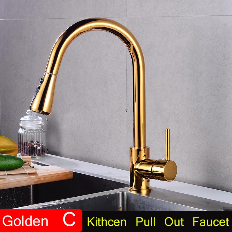 

BAKALA утолщенный латунный матовый никель золотой кухонный кран выдвижной душ кухонный кран вращающийся на 360° горячая холодная мойка кран