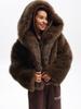 European and American man-made environmentally friendly fur imitation fox fur jacket autumn and winter hooded warm fur top