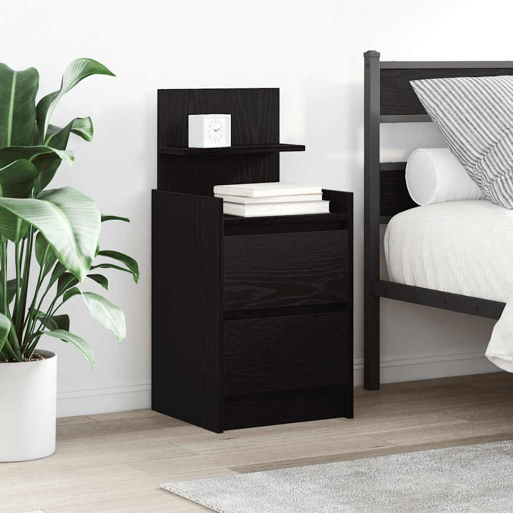 vidaXL Nachttisch mit 2 Schubladen Schwarz 38x34x80 cm schwarz