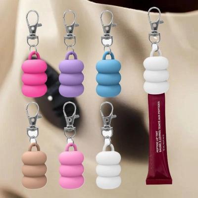 Practical Donut-Shaped Silicone Keychain Cap – Portable and Durable Accessory for Lip Gloss and Balm Container Storage