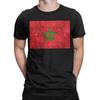 Morocco Vintage Aged and Scratched Moroccan Flag T Shirt for Men Cotton TShirt Round Collar Tee Shirt Short Sleeve Tops Summer