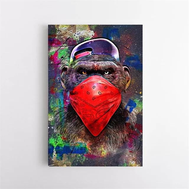 

Поп-граффити, искусство прослушивания музыки, хип-хоп, плакат с изображением обезьяны, холст, живопись и принт, настенная художественная картина для гостиной, домашний декор 70x100cm No Framed