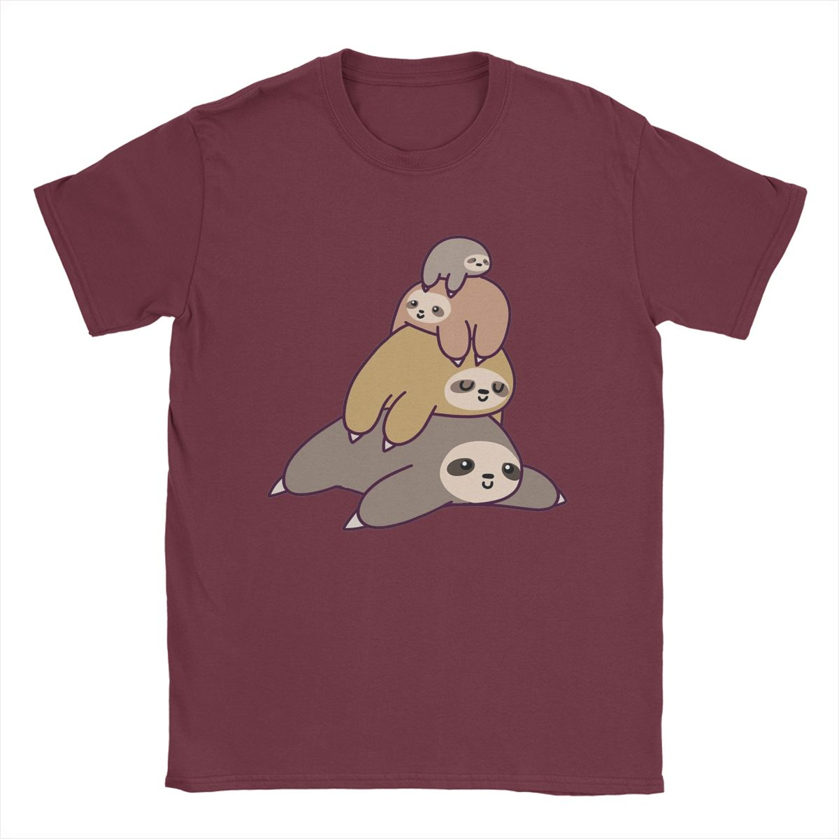 Мужская футболка Sloth Stack, новинка, футболки с коротким рукавом и круглым вырезом, 100% хлопок, оригинальная одежда XXXXXL бордовый