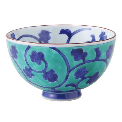 Hamato Hasami Ware Koshogama Rice Bowl 11cm Green Arabesque 373244