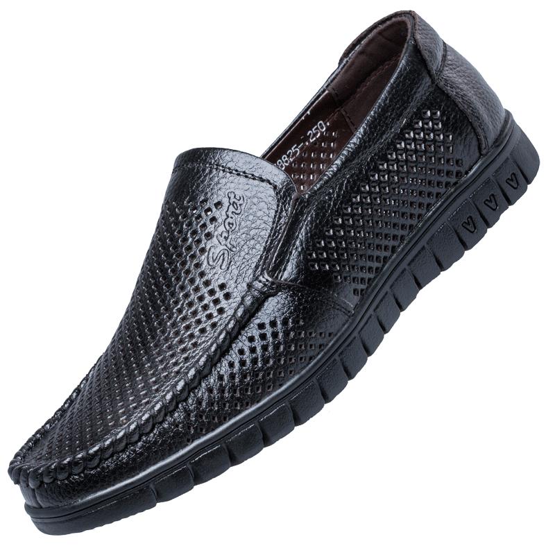 Fashion Genuine Leather Shoes Men Loafers Breathable Summer Mens Casual Shoes Soft Comfortable Leather Male Footwear