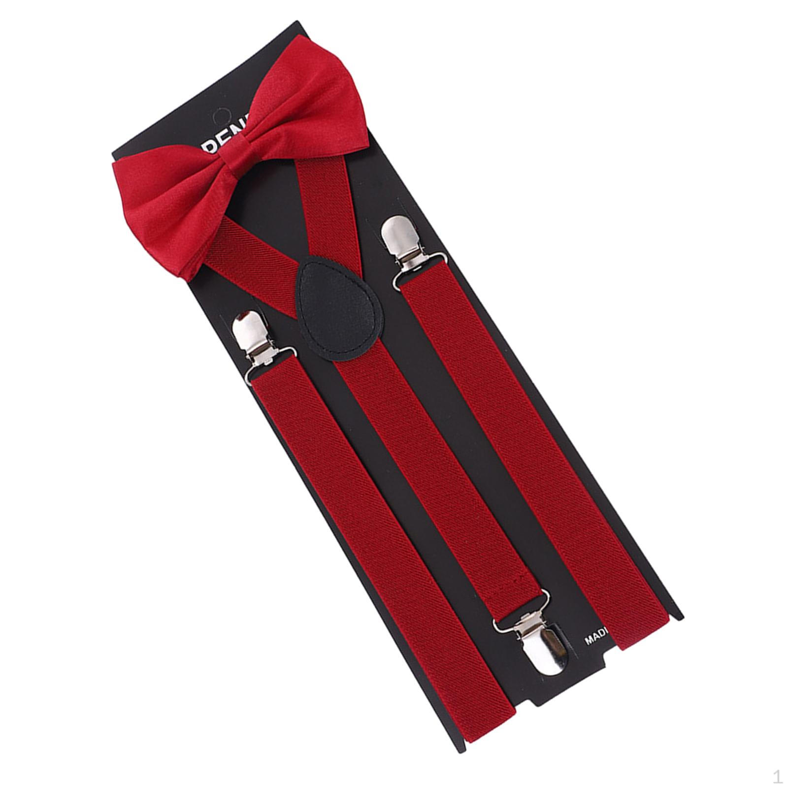 

Классические мужские подтяжки и галстук-бабочка для официальных мероприятий красный