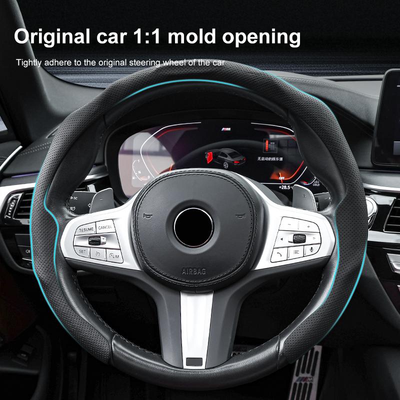 Ultra Thin Car Steering Wheel Cover All Season Universal Anti Slip Sweat Absorbent Ventilate Nappa Auto Interior Accessories