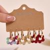 Spring Summer Elegant Earrings For Women Fashion Cute Colorful Five Petal Flower Pendant Earrings Set