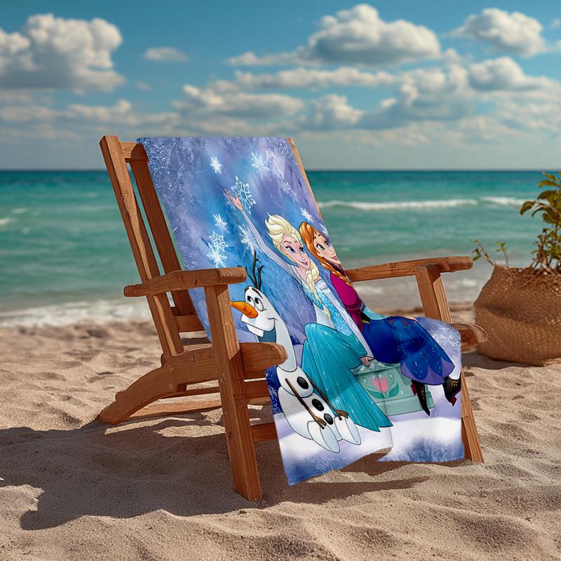 Ultra-Soft Beach Towel with Elsa Theme,Ideal for Pool - Camping, Diving - Perfect Travel Essential, Vibrant Beach Towel.