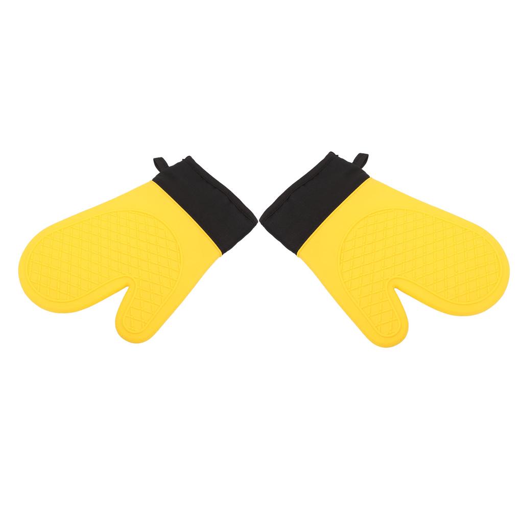 2Pcs Oven Gloves Silicone Heat Resistant Water Proof Thickened Ribbed Oven Gloves Kitchen Accessories