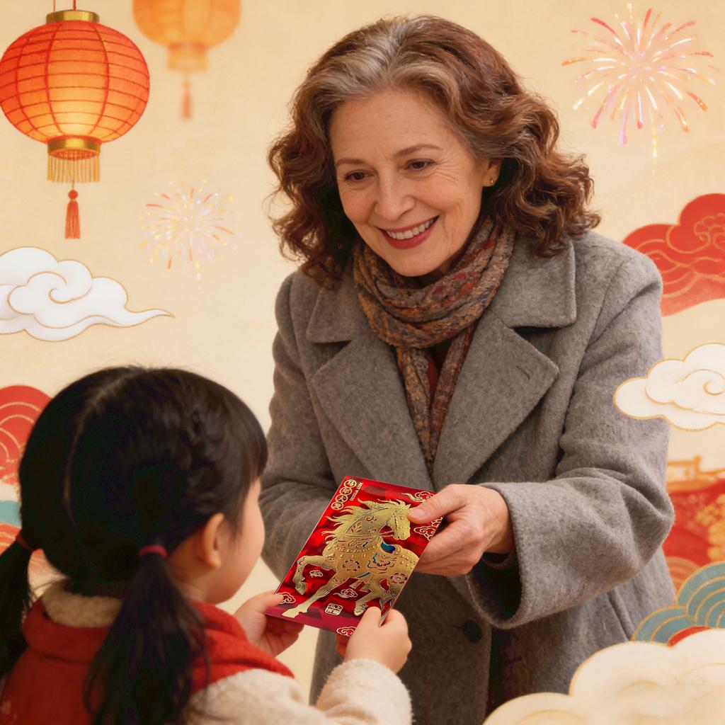 6 stycken Hästens År Rött Kuvert, Kinesiska Nyåret Rött Kuvert