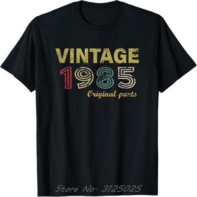 Vintage 1985 Fajny Stary Urodziny Mężczyźni Kobiety T-Shirt Oversize Unisexowe Koszulki Topy Unisex Bawełniany T-Shirt Odzież