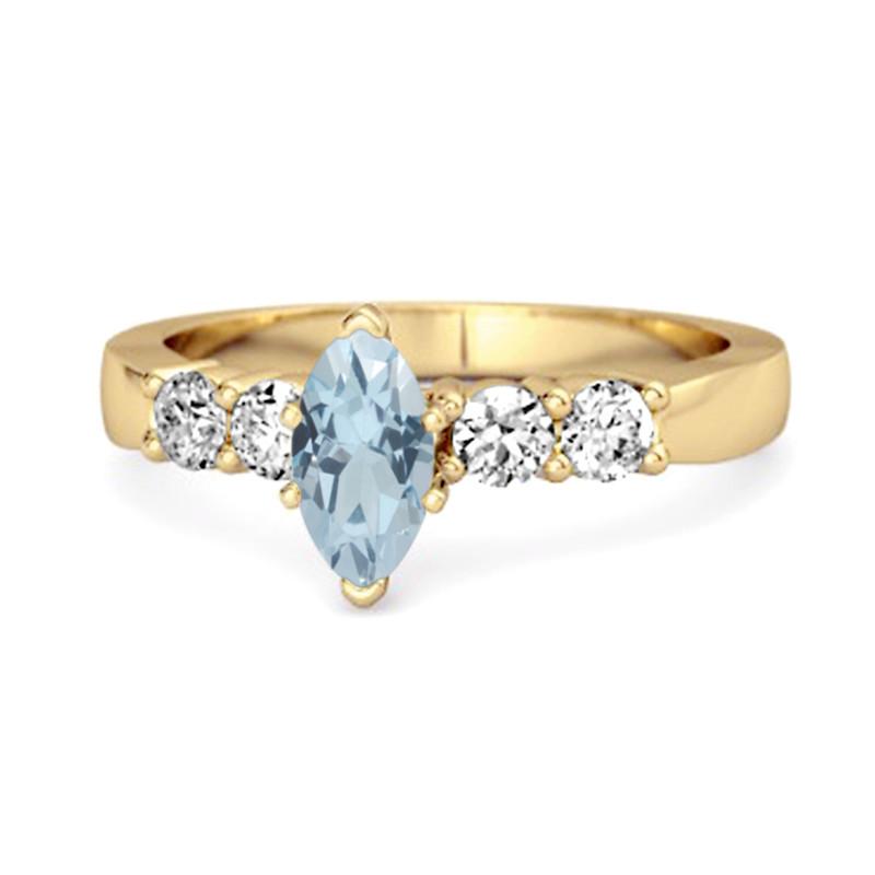 

Blue Topaz Tapered Five-Stone Ring -925 Sterling Silver Gold Vermeil 10 золотий/жовтий
