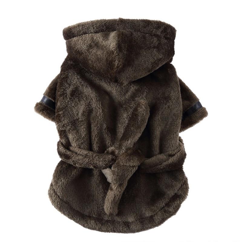 Pet Hooded Robe Sleepwear Dogs Cats Winter Warm Cozy Costume In S M L XL