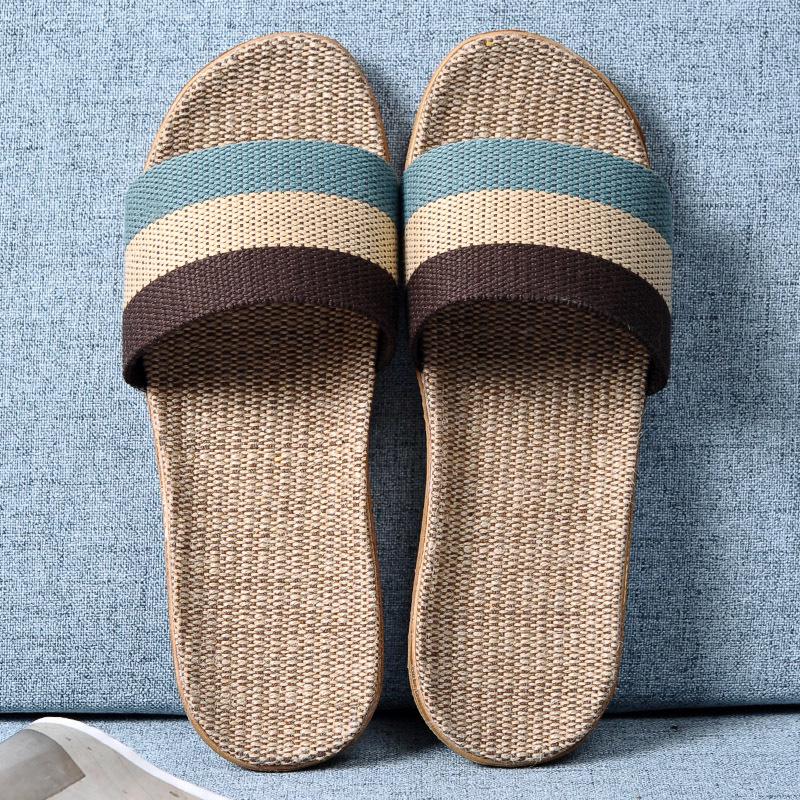 Cotton and Linen Non-Slip Home Slippers for Men and Women – Indoor Summer Slippers with Thick Bottom for Wooden Floors.
