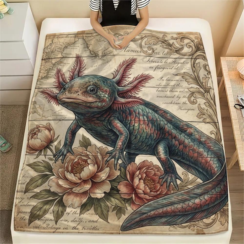 

1PC Retro Floral Animal Print Flannel Blanket, High quality All Seasons, Home Decor, Warmth and Comfort, Perfect for Christmas Gifts 80cm x 120cm