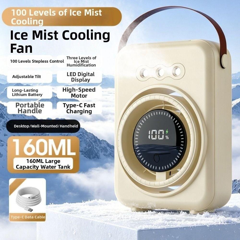 Triple-Hole Desktop Humidifying Fan 100-Speed Adjustment Mini Air Cooler  Outdoor Tent