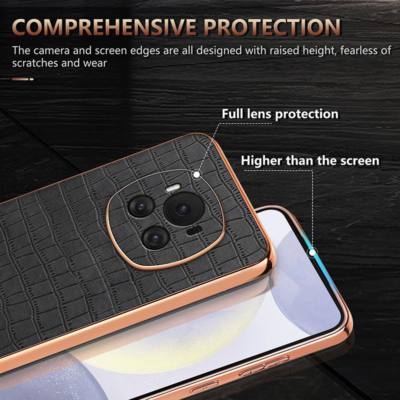 For Honor Magic6 5G Case Crocodile Pattern Leather+TPU Shockproof Phone Cover