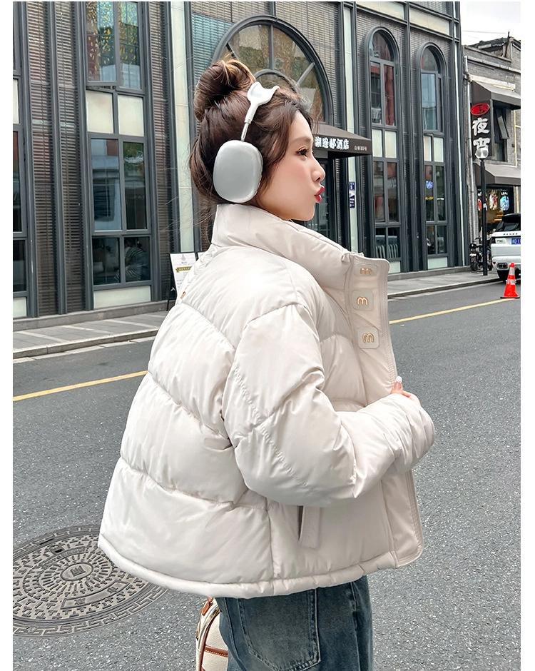 Women’s Short Stand Collar Windproof Thicken Warm Winter Jacket With M