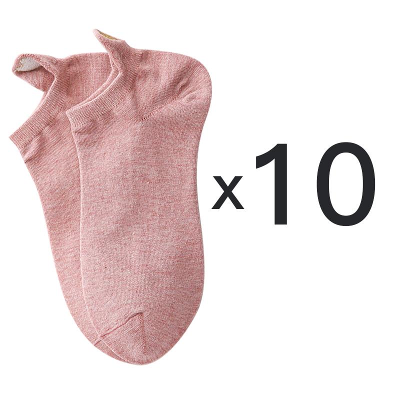 10 Pair/Lot Women's Cotton Socks Low Tube Solid Gold Silk Embroidery Heart Crown Print Kawaii White Harajuku Short Socks