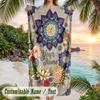 Floral Mandala Art Theme Quick Dry Beach Towel Custom Name Text Print Large Sand Resistant Towel Beach Vacation