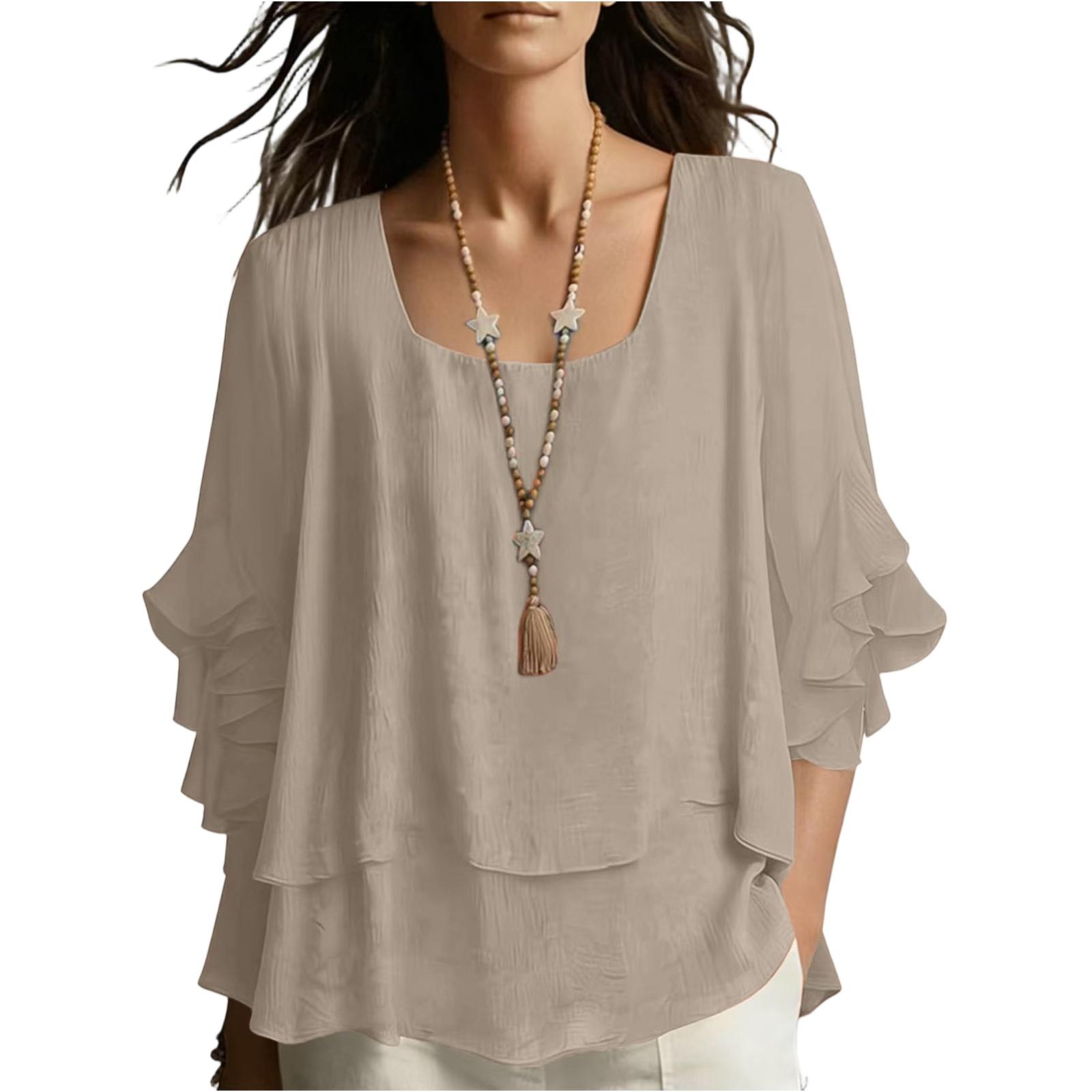 

Ladies Casual Loose Bell Sleeve Stylish Elegant Top M