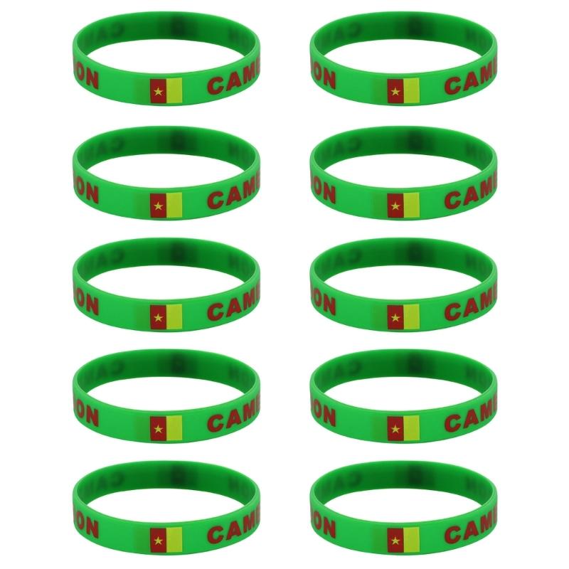 Set Of 10 Piece Vibrant Silicone Wristbands With 2026 Sports Event Country Flags Ideal For Gifts And Parties