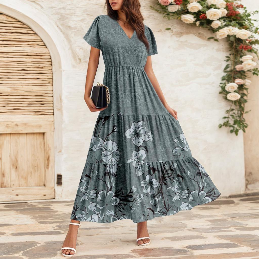 Women's Flowy Dresses Women's Summer Dresses Casual Short Sleeve Maxi Dresses Formal Maxi Dresses
