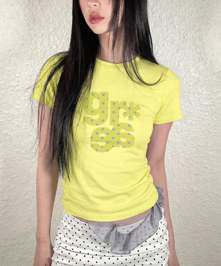 GRAVER [Woman]Grae-S Dot Slim Short Sleeve T-Shirt_Yellow