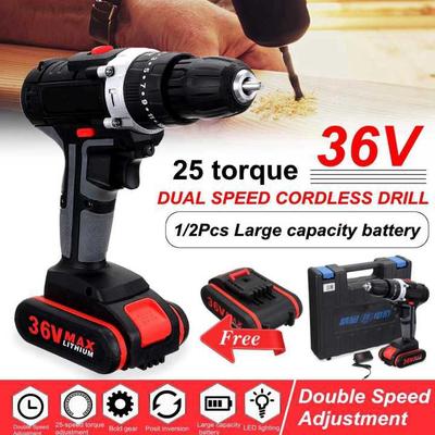 Brushless Cordless Electric Drill Dual Speed Adjustment Torque 6V 450/1450r/min Rechargeable 2Battery With LED Light