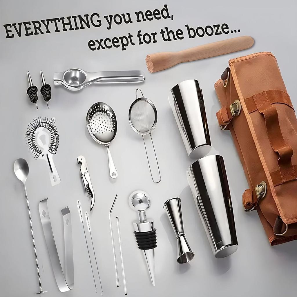 Bartending Tool Set, Bartender Tool Bag, Bartending Utensil Bag, Canvas Tool Bag, Cocktail Makers Portable Storage Bag