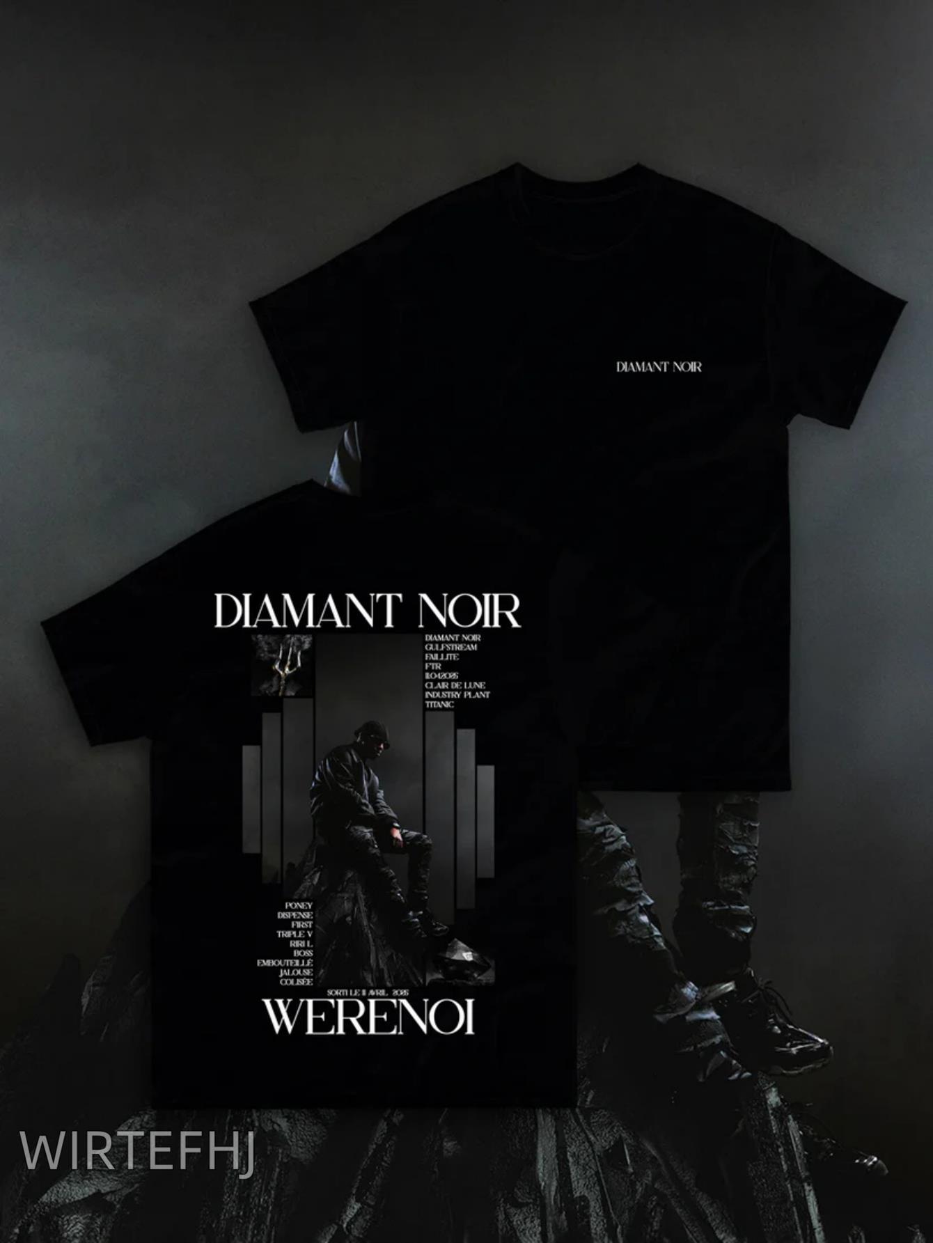 

Werenoi Мужская Тяжелая Футболка из 100% Хлопка - Двусторонняя Футболка с Графикой Diamant Noir, Дышащая Рубашка Стритвир Обычного Кроя 4XL