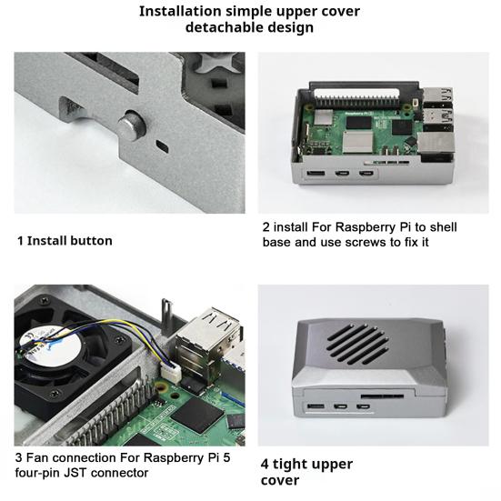 Custodia Shadow per scheda madre con ventola di raffreddamento PWM Custodia protettiva Efficiente dissipazione del calore Resistente alla corrosione Custodia ABS Shadow per Raspberry pi5