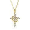 Delicate Rotatable Crown Zircon Cross Pendant Necklace for Women Stainless Steel Chain Birthstone Necklace Jewelry Birthday Gift