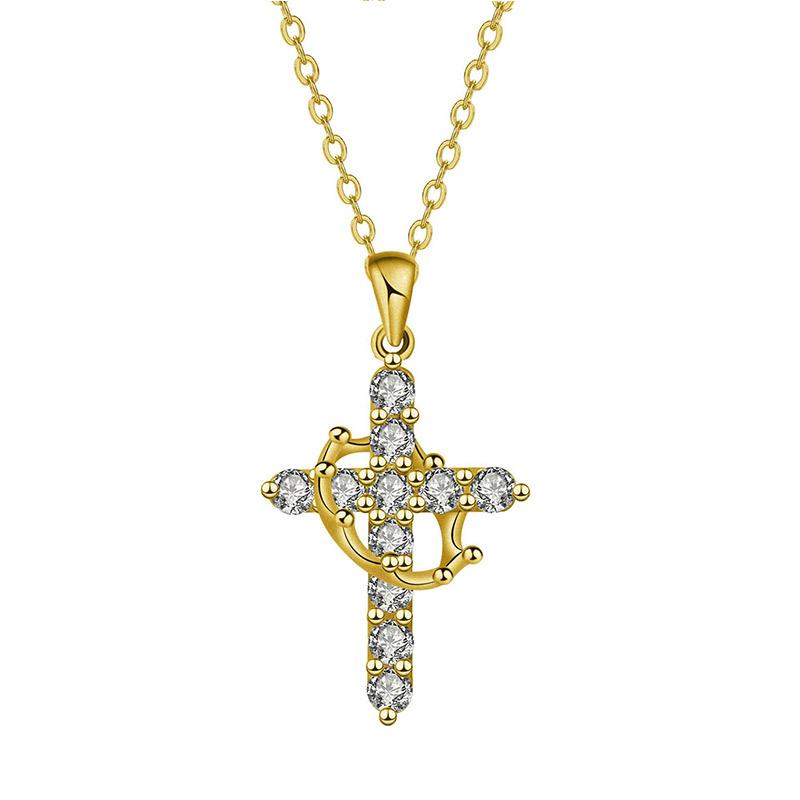 

Delicate Rotatable Crown Zircon Cross Pendant Necklace for Women Stainless Steel Chain Birthstone Necklace Jewelry Birthday Gift