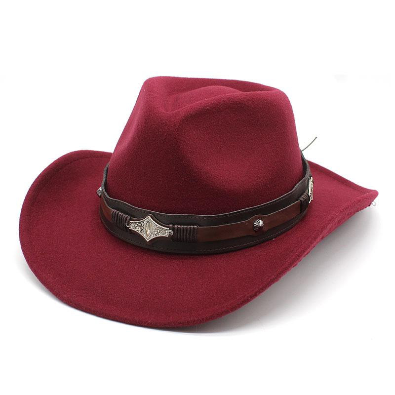 2022 neue Western Cowboy Hut Für Männer Mode Gürtel Gentleman La Cowgirl Jazz Kappe Kirche Fedoras Hüte gorros hombre