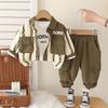 Boys' Long Sleeved 3-piece Set, Autumn and Winter Children's Striped Jacket, White Round Neck T-shirt, Casual Pants, Boys' Fashion Set