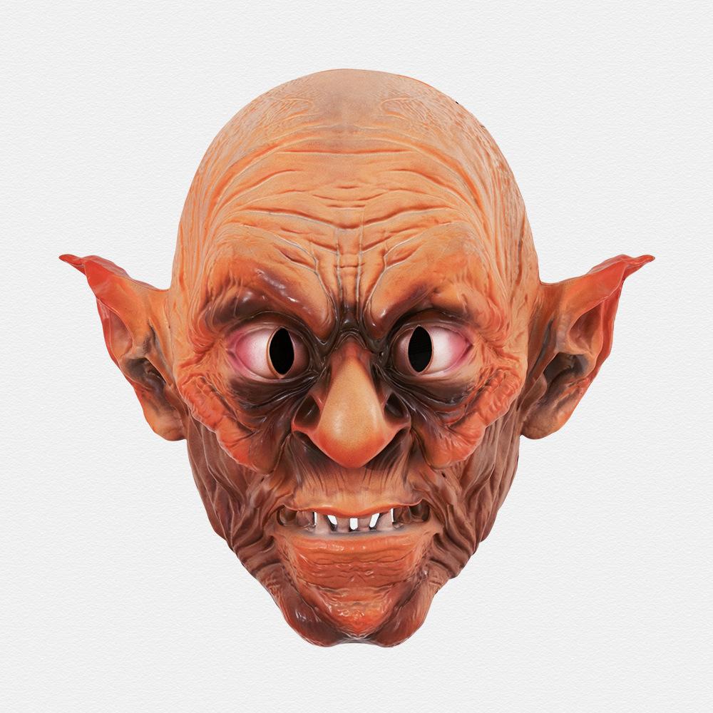 Warcraft Witch Mask Fantasy Pointed-ear Full-face Latex Masks Wrinkled Skin Fangs Pointed Ears Full-head Hood Halloween Mask