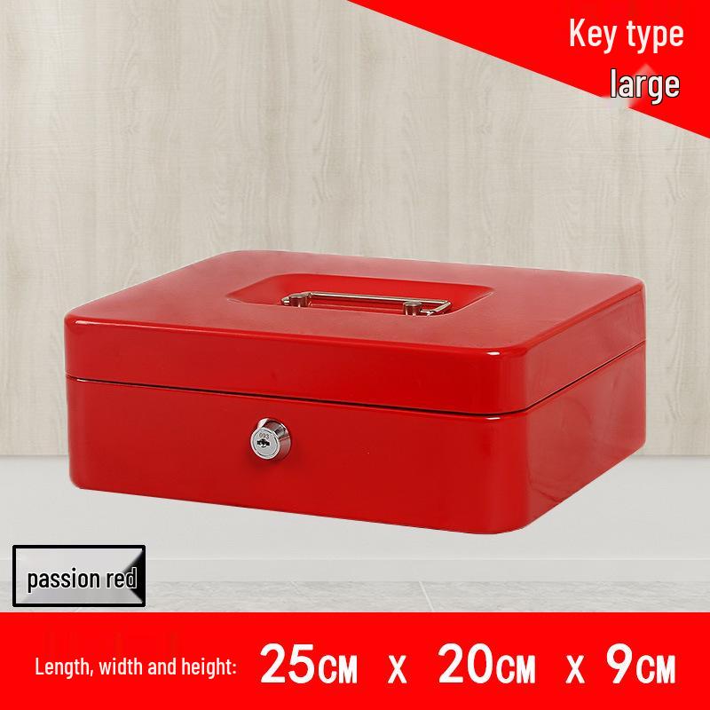 Portable Thickened Metal Cash Box with Lock and Password, Secure Storage Organizer