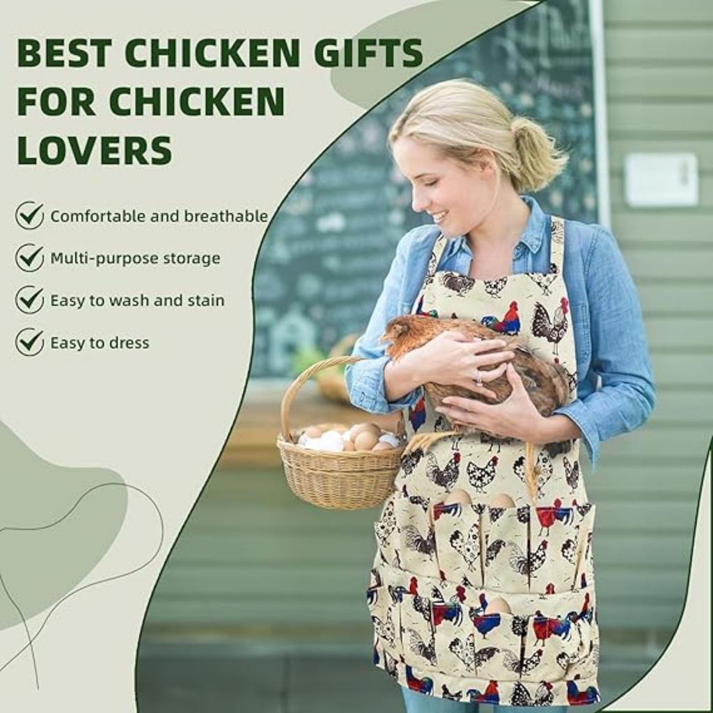 Stylová sběratelská zástěra s kapsou pro rodinnou zástěru z kuřecí farmy