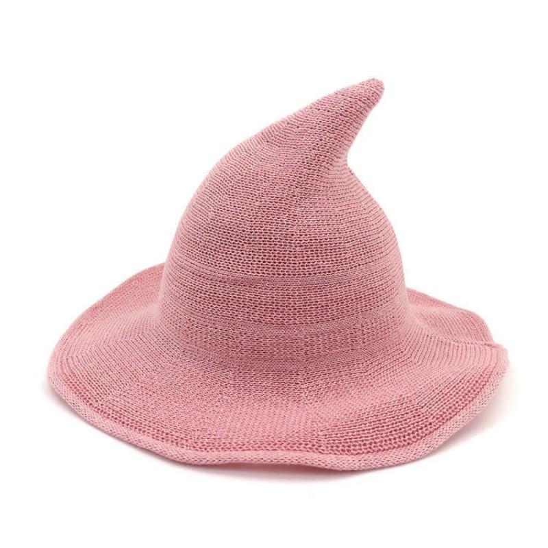 Faltbarer Strick-Hexenhut Halloween Kostüm Party Kegelspitze Breiter Rand Damen Accessoire In Mehreren Farben