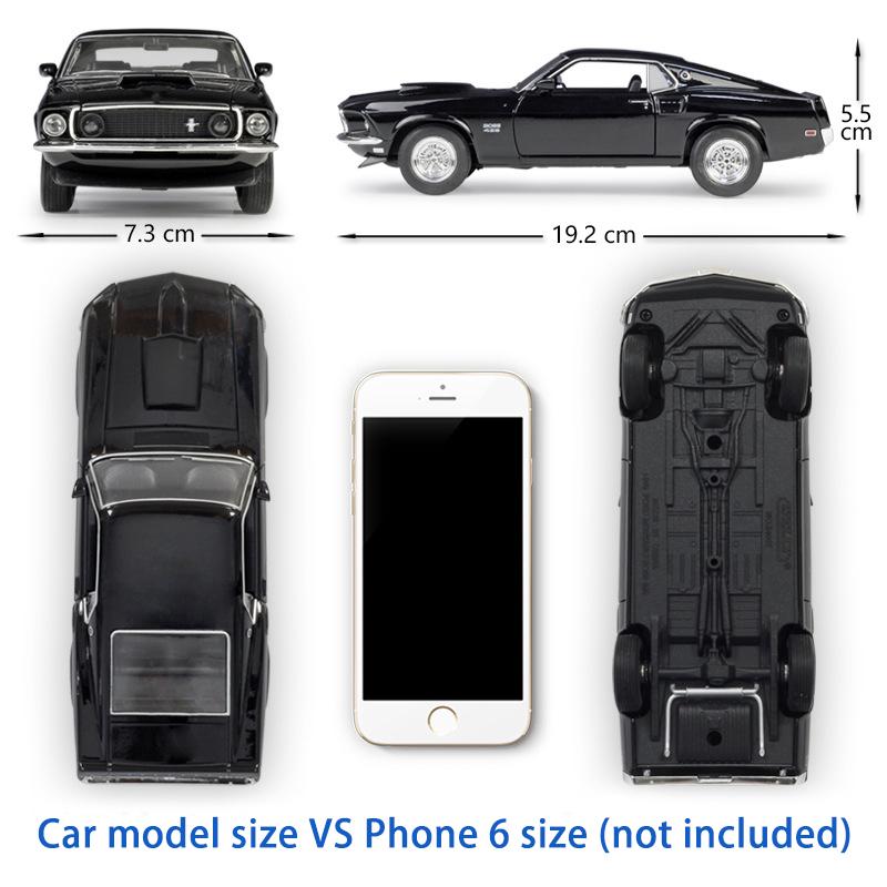 1/24 Scale Welly  1969 Ford Mustang Boss 429 Alloy Car Model Diecasts Metal Toy Vehicles Car Model High Simulation Collection Childrens Gifts