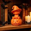 Halloween Entrance Decor 3D Printed Pumpkin Girl Figurine, Spooky Witch Statue, Desktop Sitting On Ornament for Party Decoration